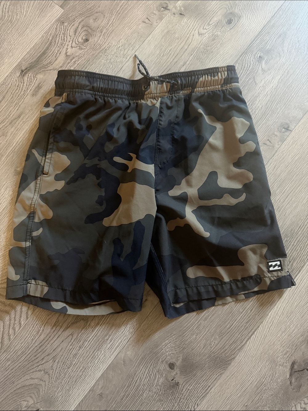 Billabong Boys Camo Swim Trunks - Olive & Black